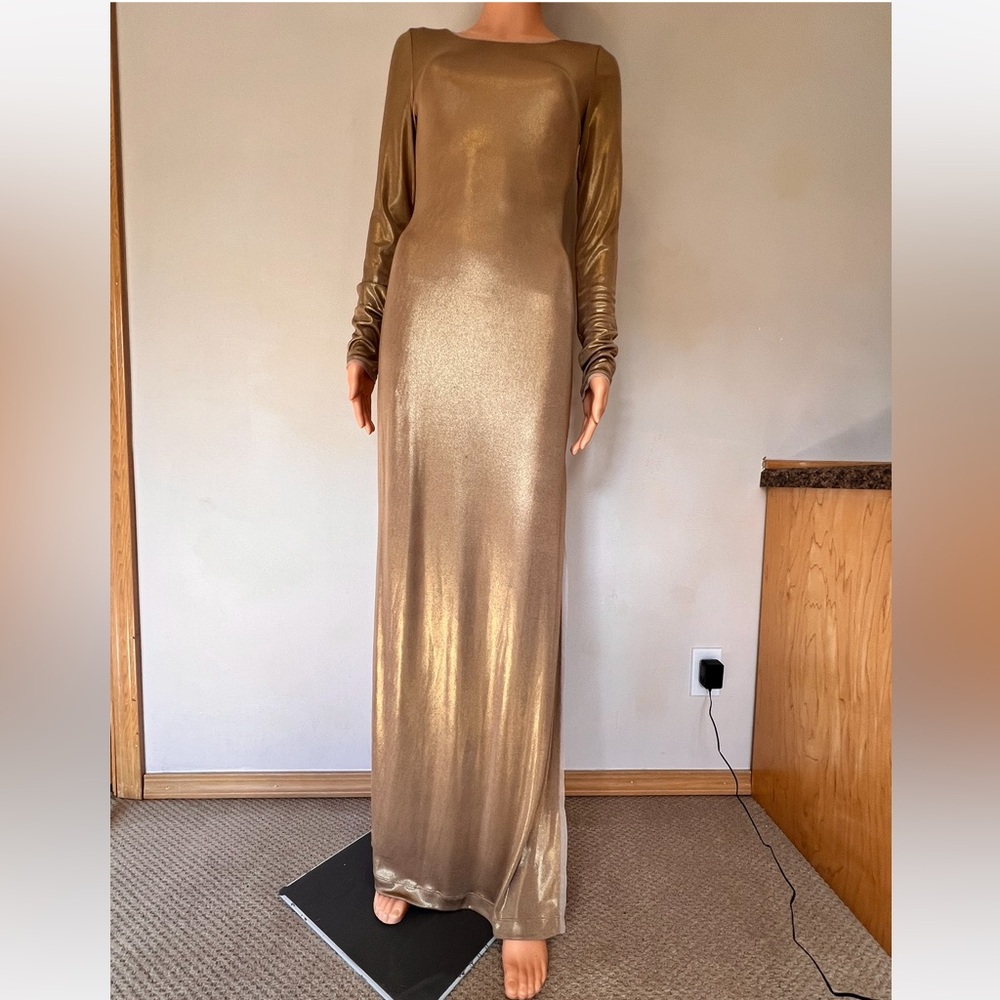 BCBG Max Azria Metallic Gold Gown – Size Small